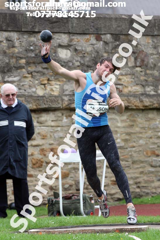 Mens decathlon shot putt, EAP International Cominted Events, Hexham. Photo: David T. Hewitson/Sports for All Pics